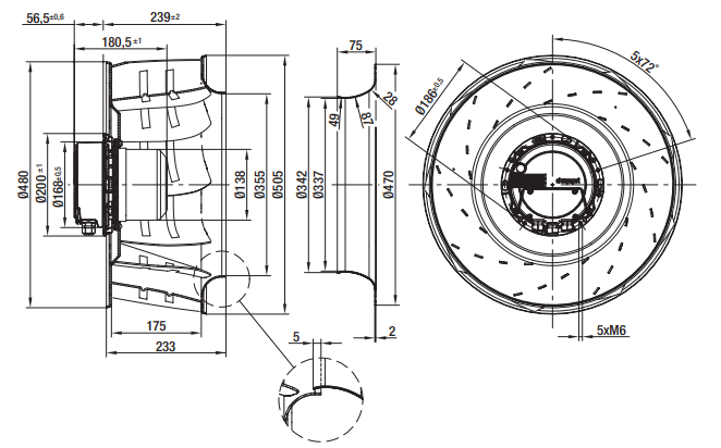 R3G500-AF39-06 ebm papst centrifugal fan Motor M3G112-GA