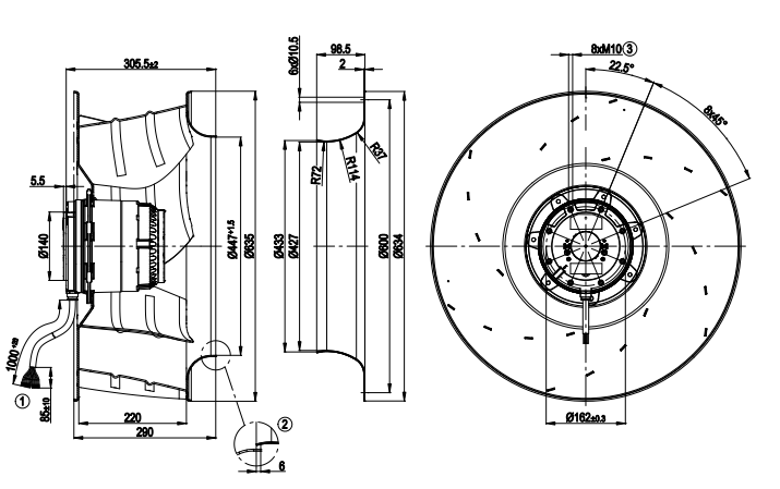 ebmpapst R4D630-AQ13-05 400V 630MM Cooling Fan