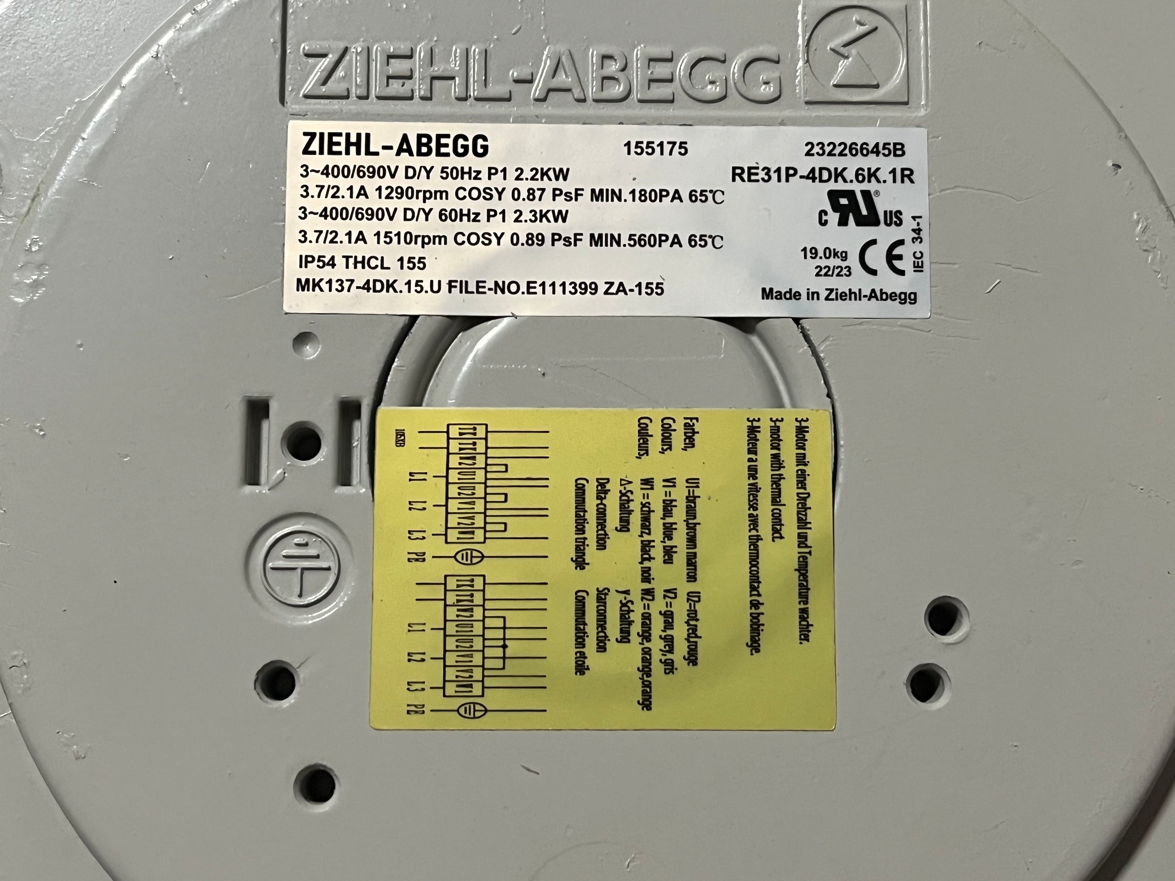 RE31P-4DK.6K.1R ZIEHL-ABEGG Centrifugal Fan