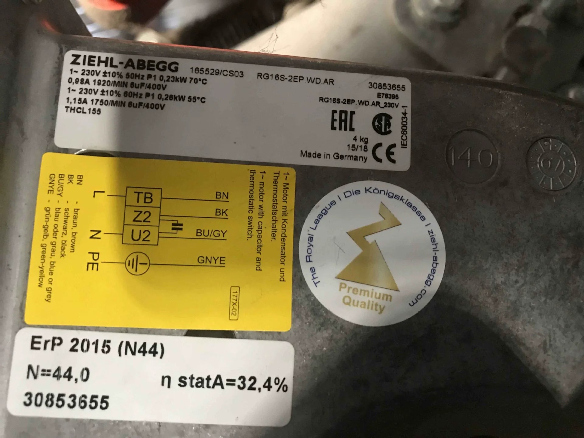 RG16S-2EP.WD.AR ZIEHL-ABEGG centrifugal fan