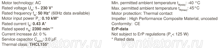 RH22L-2EP.WA.1R ZIEHL-ABEGG centrifugal fan 1-230V 50HZ