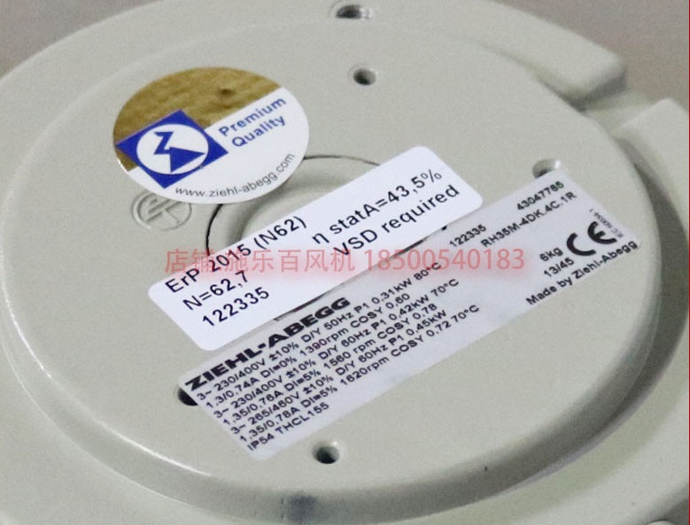 Brand new RH35M-4DK.4C.1R ZIEHL-ABEGG centrifugal fan 3-230/460V