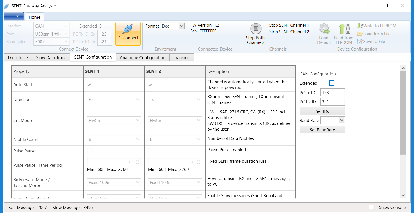 SAE J2716 (SENT) to CAN Gateway