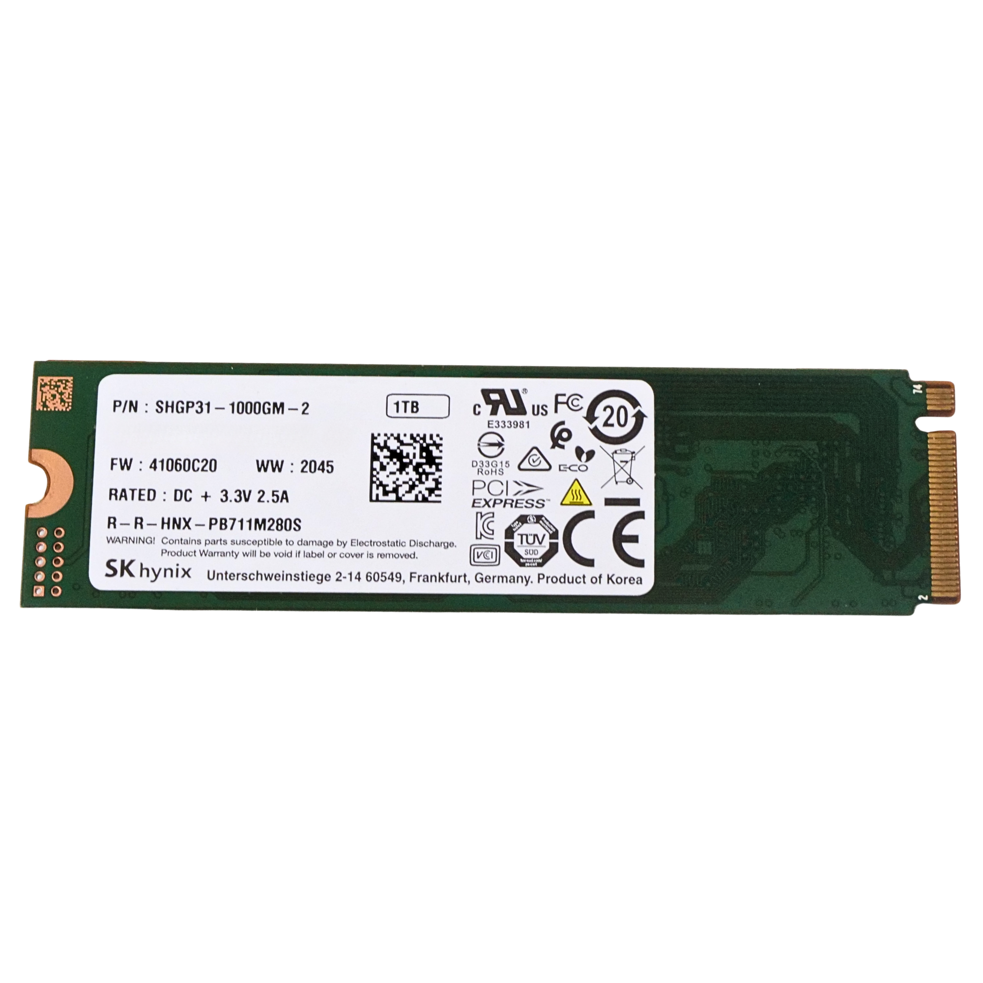 SK Hynix Gold P31 SHGP31-1000GM-2 1TB PCIe Gen 3.0 x4 4GB/s 3D TLC NVMe M.2 2280 SSD