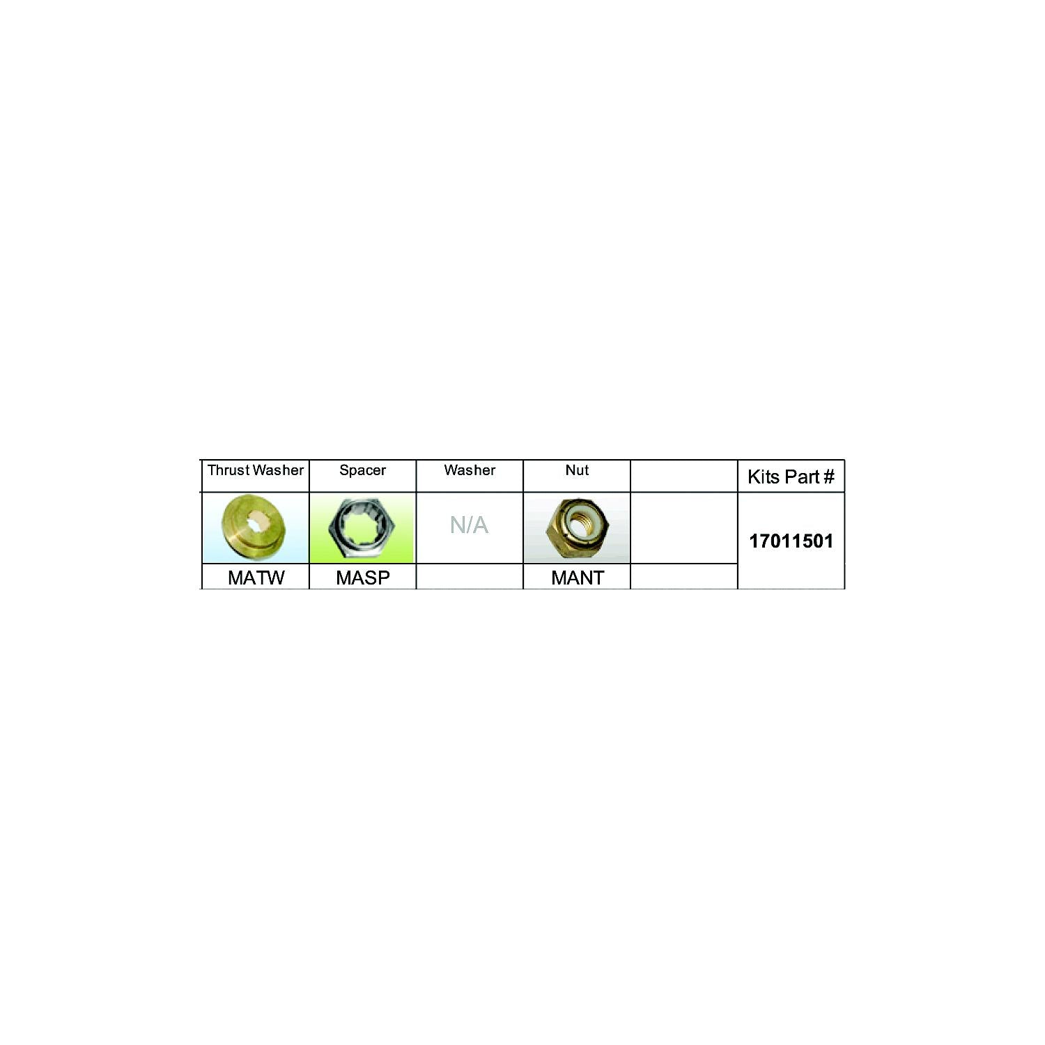 Solas Propeller 17011501 Solas Fixed Hub Prop Hardware Kit Mercury, Type A