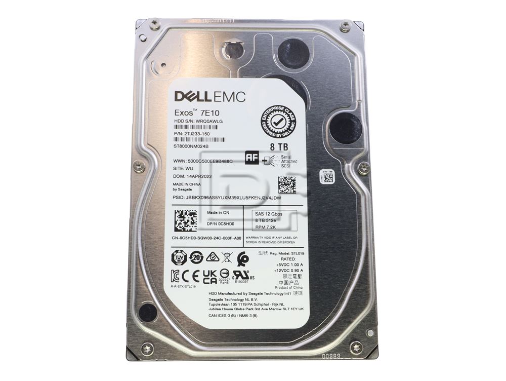 Dell Seagate Exos 7E10 8TB SAS 12Gbps 7.2K RPM Enterprise 3.5-inch HDD