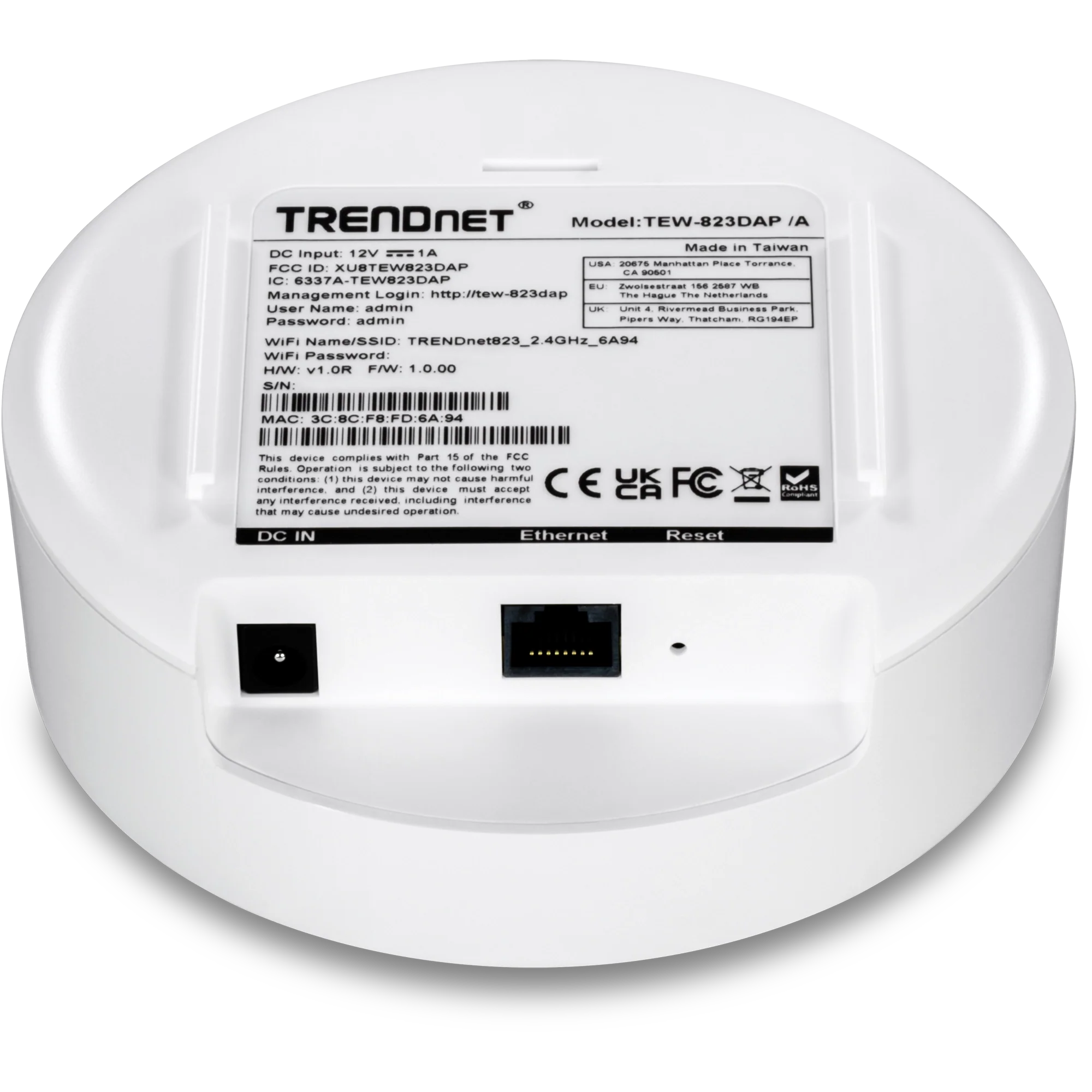 TRENDnet TEW-823DAP (CA) AC1300 Dual Band PoE Indoor
