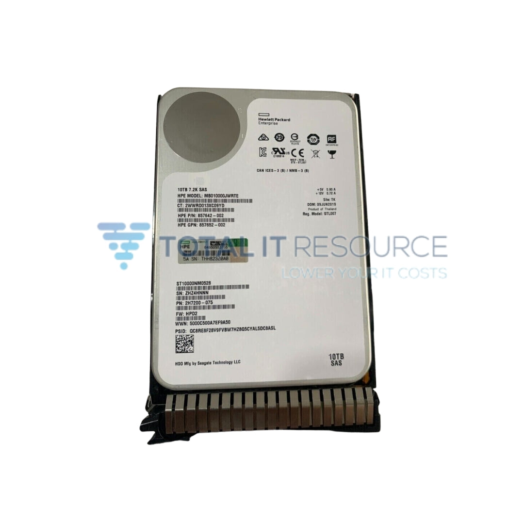 857644-B21 HPE 10TB SAS 12G Midline 7.2K LFF (3.5in SC Helium 512e Digitally Signed Firmware HDD