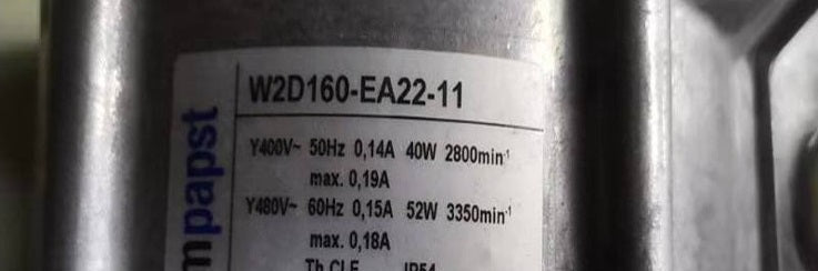 EBMPAPST W2D160-EA22-11 Axial Fan | 0.043/0.054KW Ultra-Low Power | 2800/3350RPM
