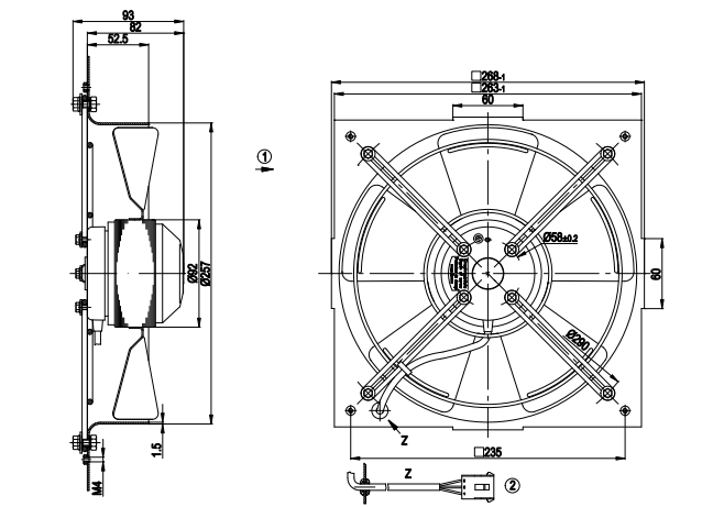 EBMpapst W2D250-GA02-07 AC Axial Fan