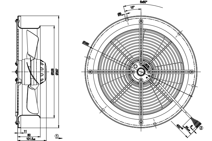 W2D300-CD02-02 Ebm-Papst AC Fans AC Axial Fan, 397x397x101mm