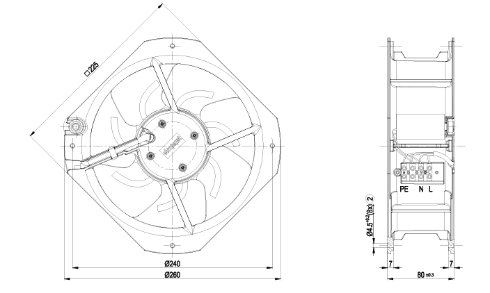 W2E200-HK86-01 ebm papst FAN AXIAL 225X80MM BALL 115VAC