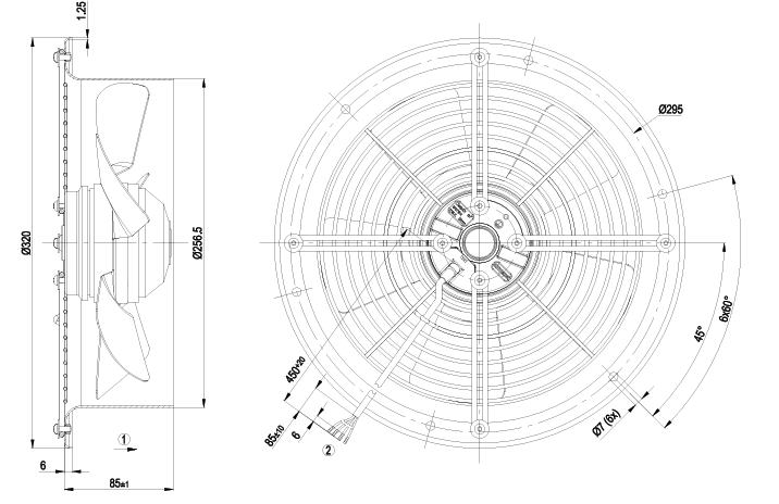 W2E250-CE65-02 ebm-papst 	 FAN AXIAL