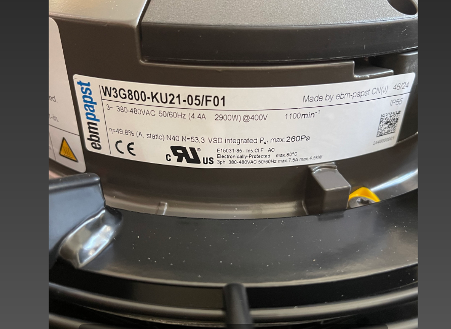 ebm-papst W3G800-KU21-05 Axial EC Square Plate Fan 800mm 3~380-480V 4.4A 2900W 1100Rpm