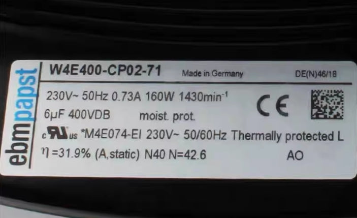 W4E400-CP02-71 EBMpapst Axial Fan 230V 160W 0.73A 1430RPM