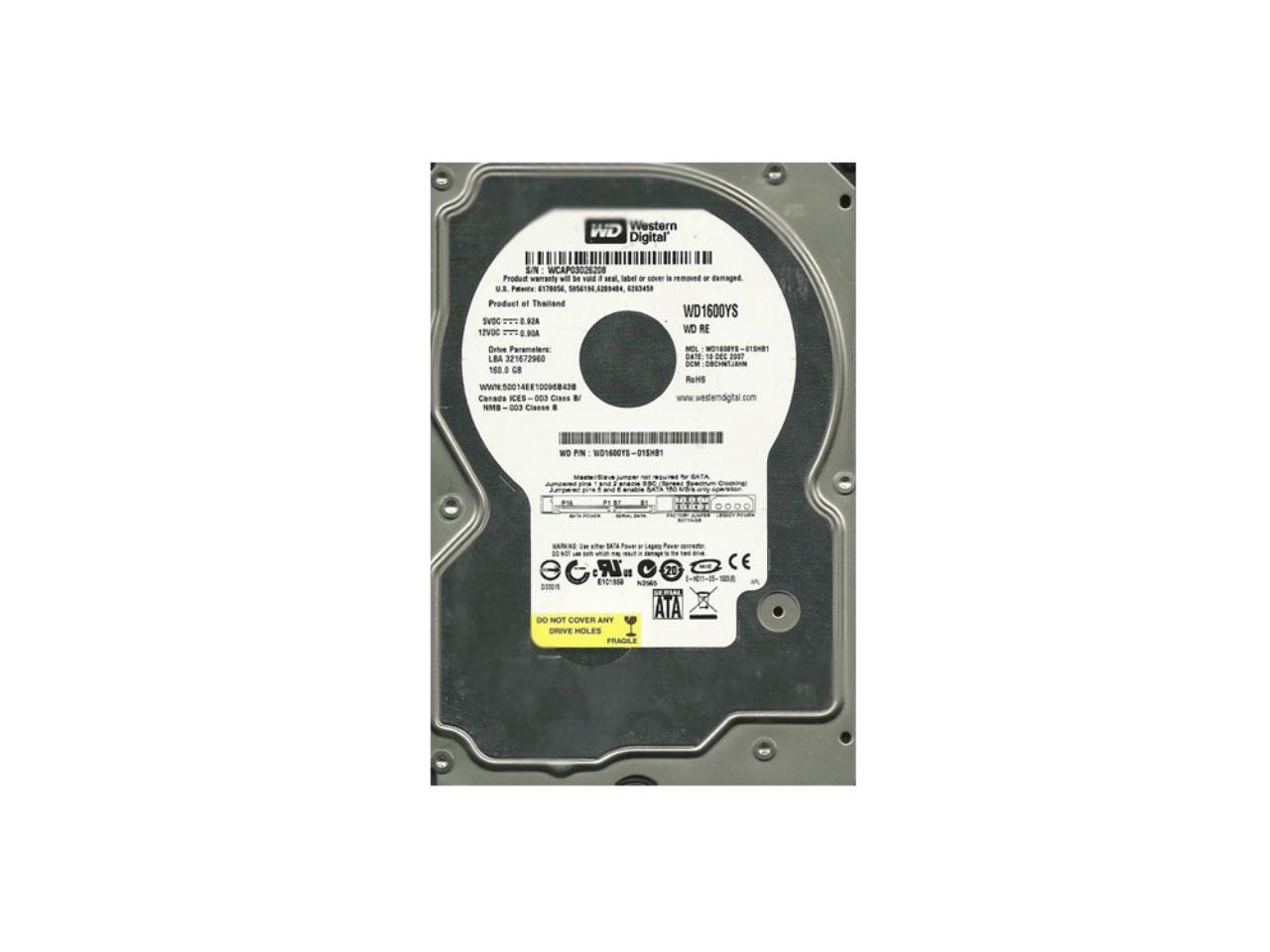 Western Digital 160GB RE 7200 RPM 16MB Cache SATA 3.0Gb/s 3.5" Hard Drive - WD1600YS