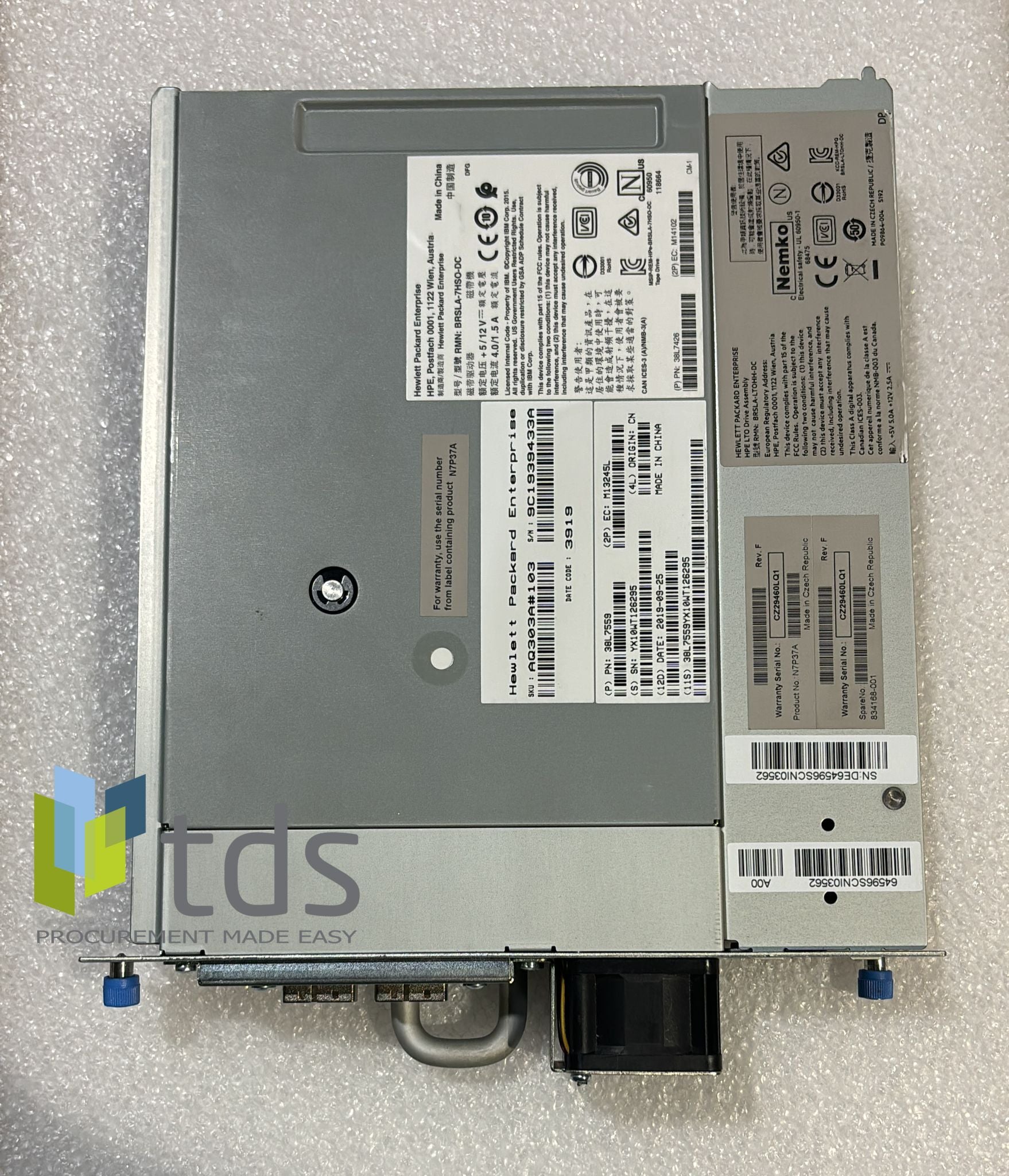 HPE N7P37A LTO-7 Tape Drive - Side View | Alo Tech Solutions