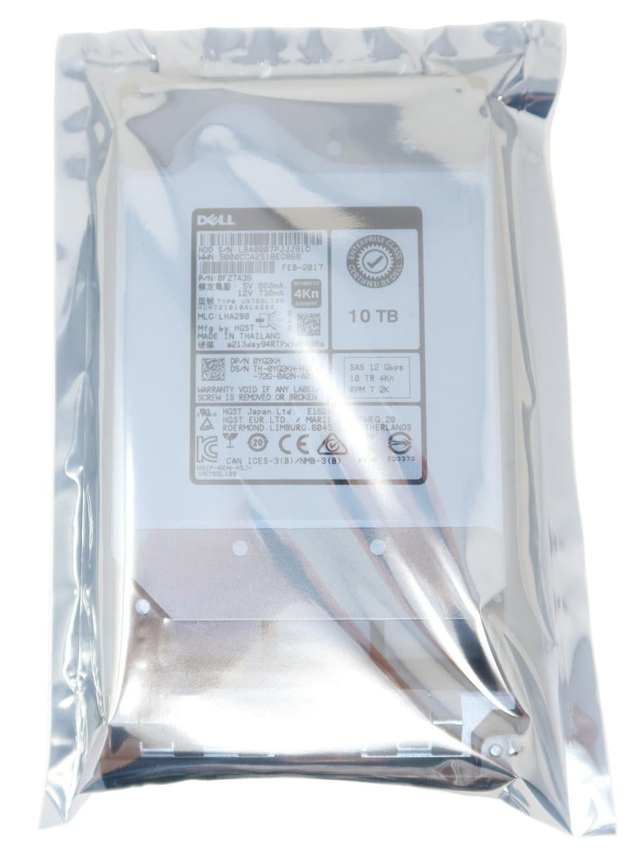 YG2KH Dell 10TB 7.2K 12G 3.5" 4Kn SAS Hard Drive HUH721010AL4200