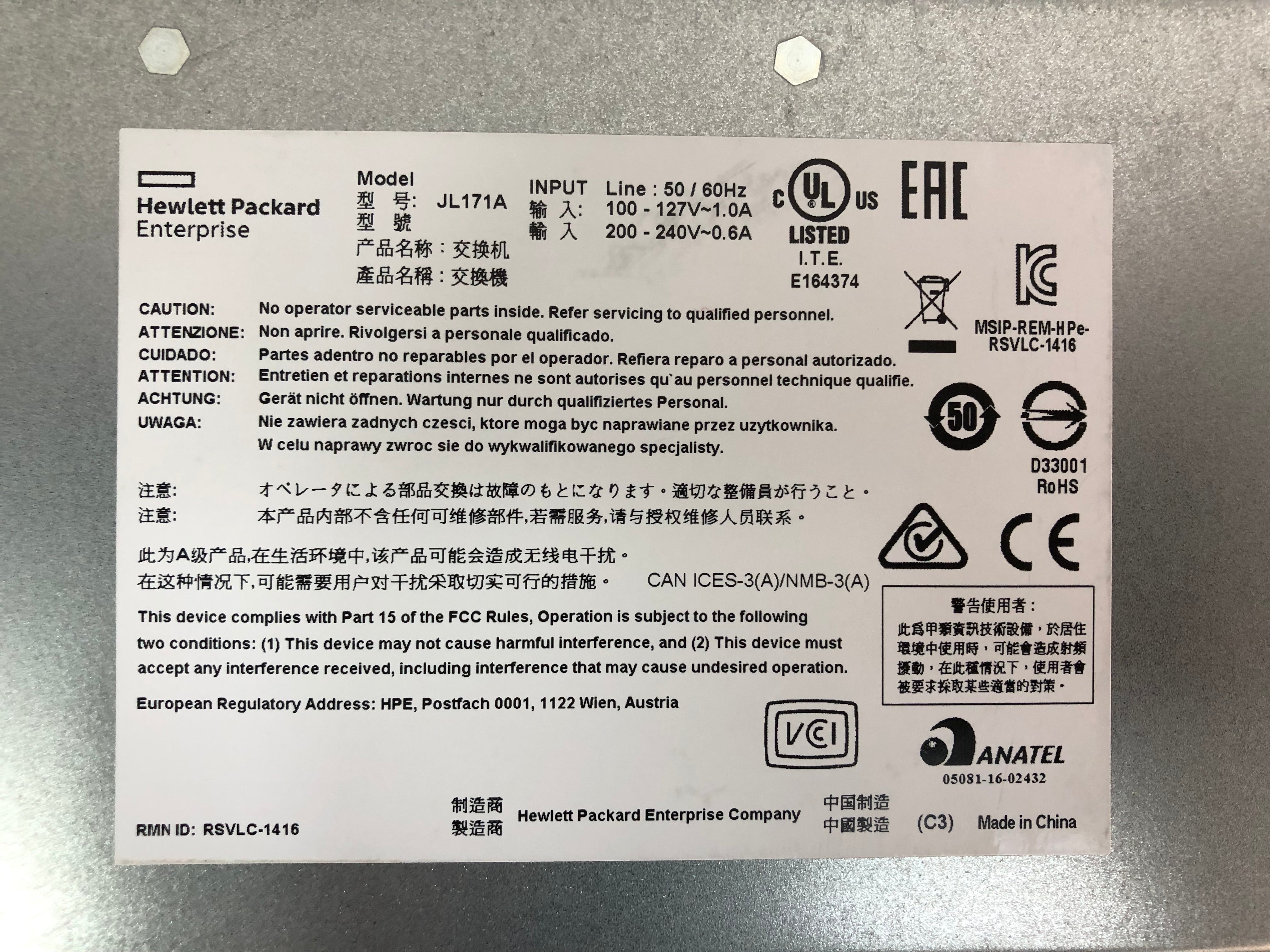 HP JL171A OfficeConnect 1850 48 Port Gigabit Ethernet 4x 10G SFP+ Switch