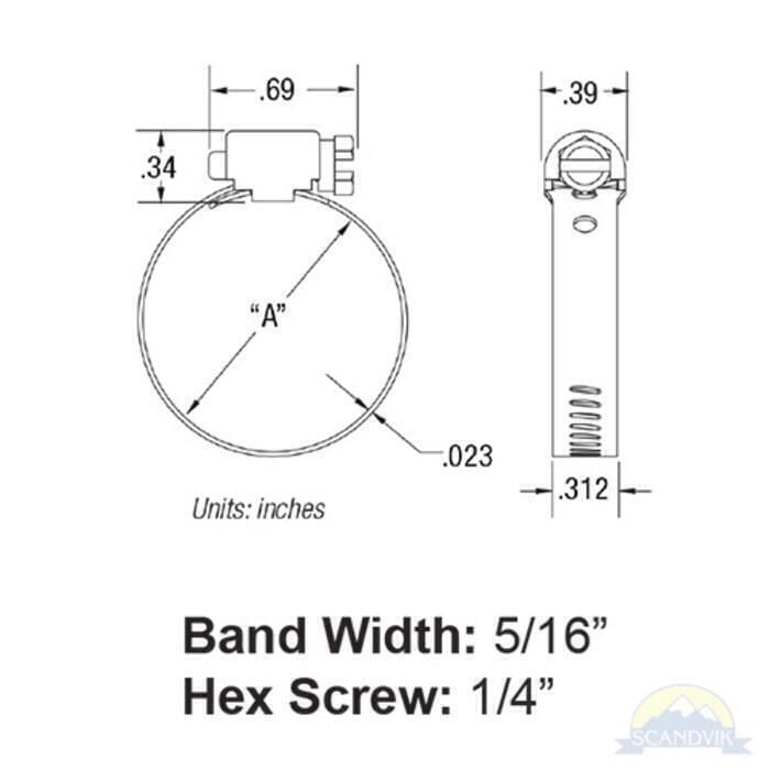 Scandvik 50017 Breeze Mini 316 SS Hose Clamp #28