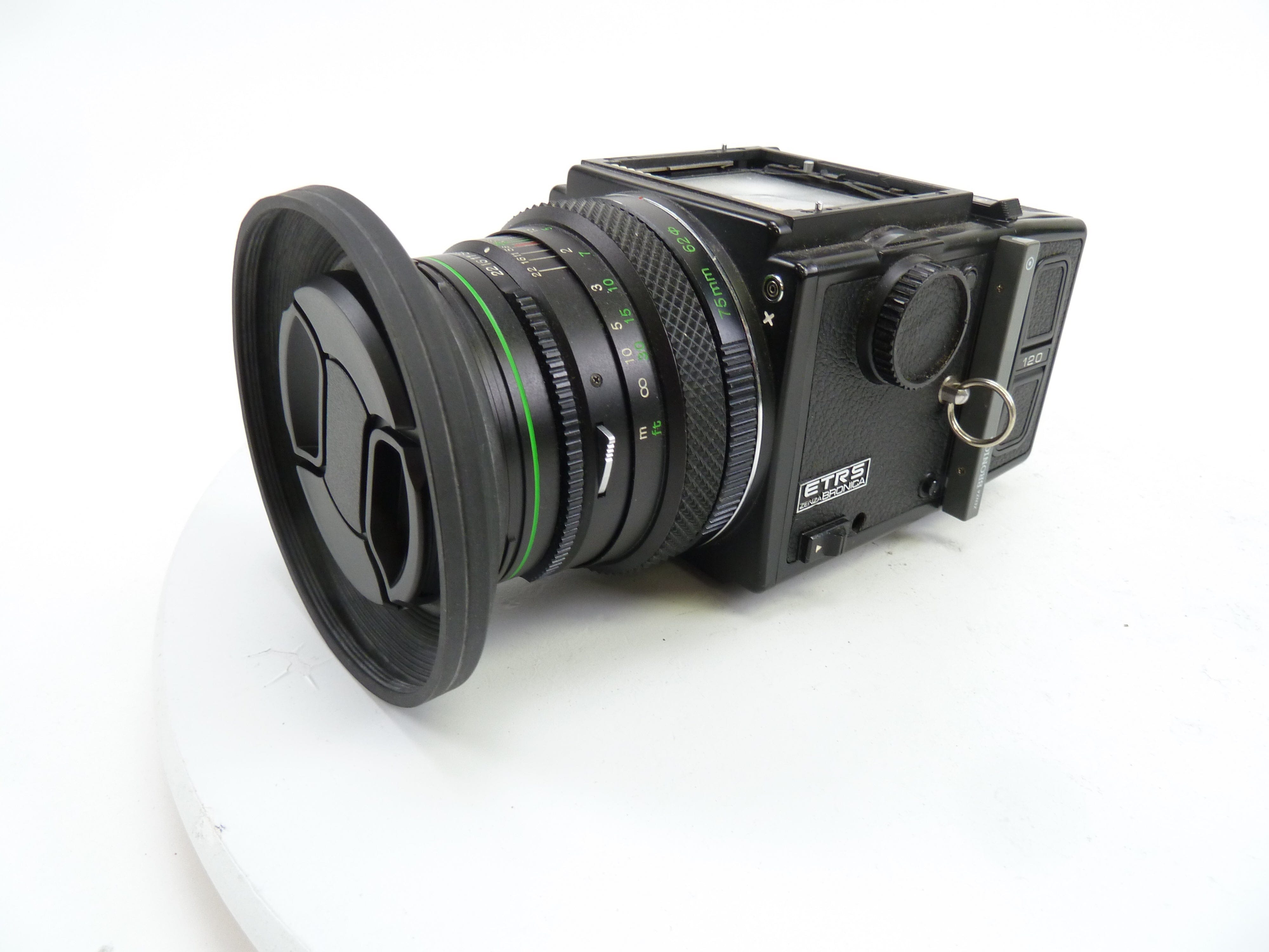 Bronica ETRS Camera Outfit with 75MM Lens, 120 Film Back, and NO FINDER