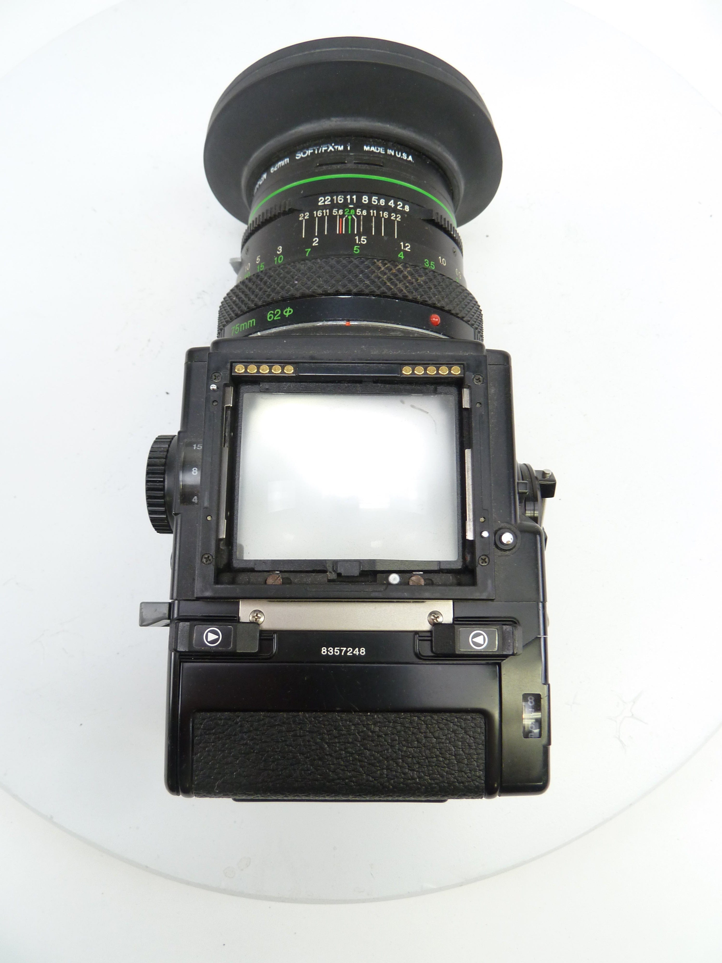Bronica ETRS Camera Outfit with 75MM Lens, 120 Film Back, and NO FINDER