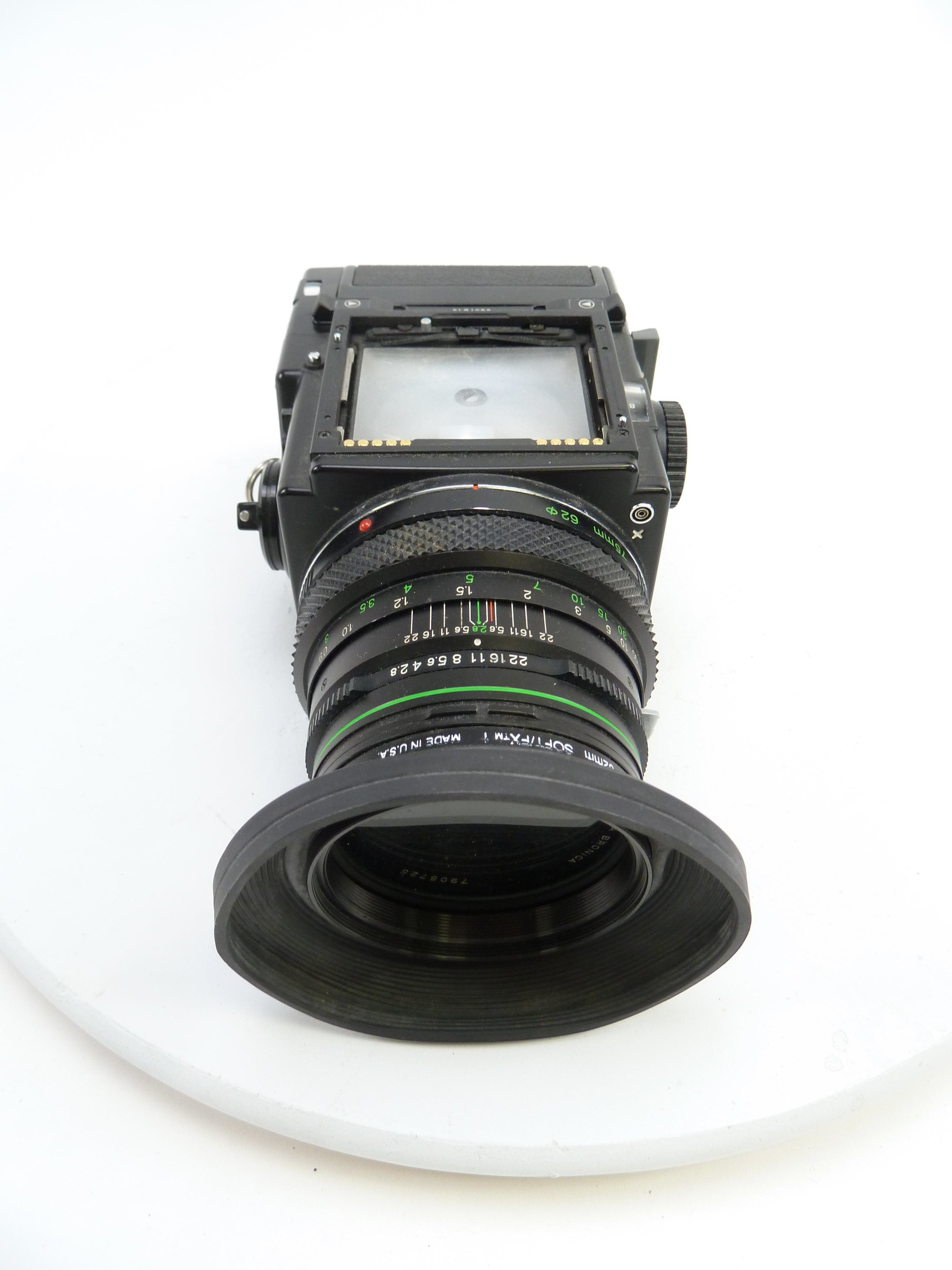 Bronica ETRS Camera Outfit with 75MM Lens, 120 Film Back, and NO FINDER