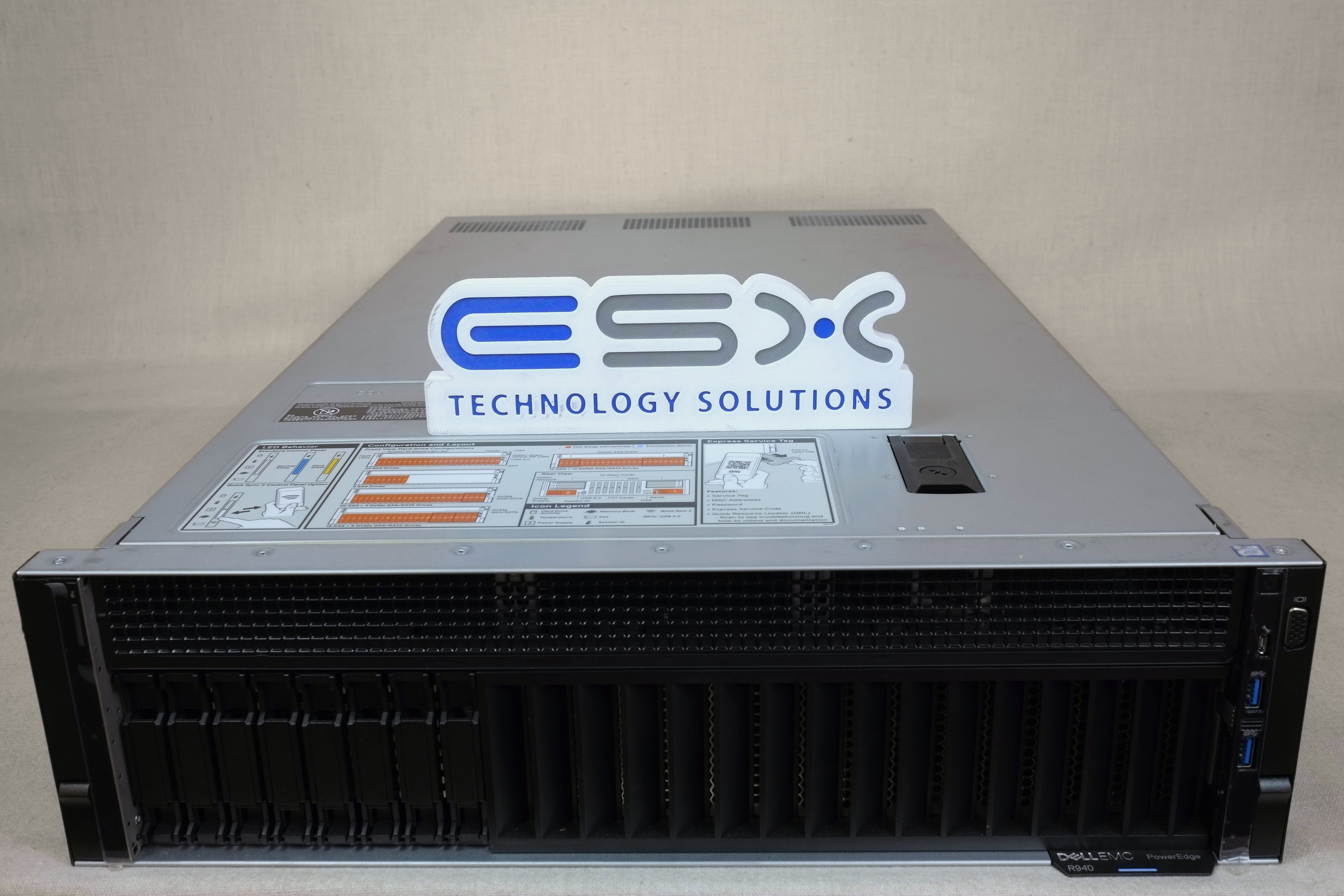 Dell PowerEdge R940 3U Server - 4x 16C Gold 6242 2.8GHz, 512GB, 2x 240GB M.2
