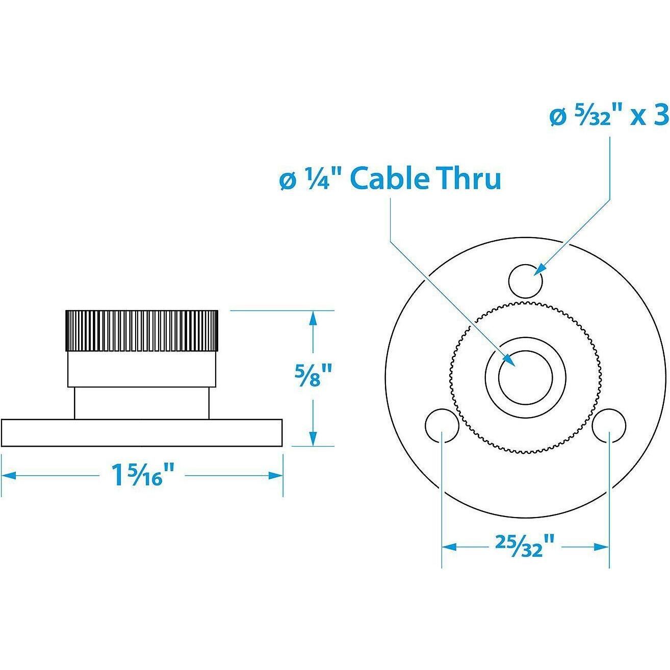 Seachoice 50-10011 Chrome Plated Brass Cable Outlet 1/4"