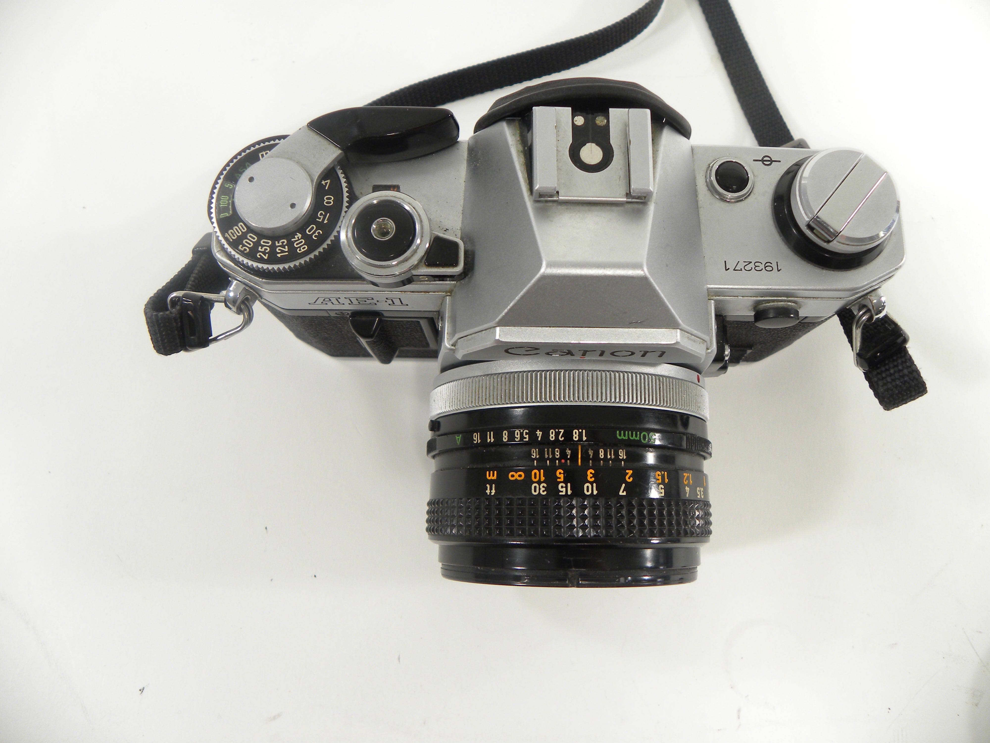 Canon AE-1 35mm SLR with a 50mm f/1.8 S.C. FD Lens