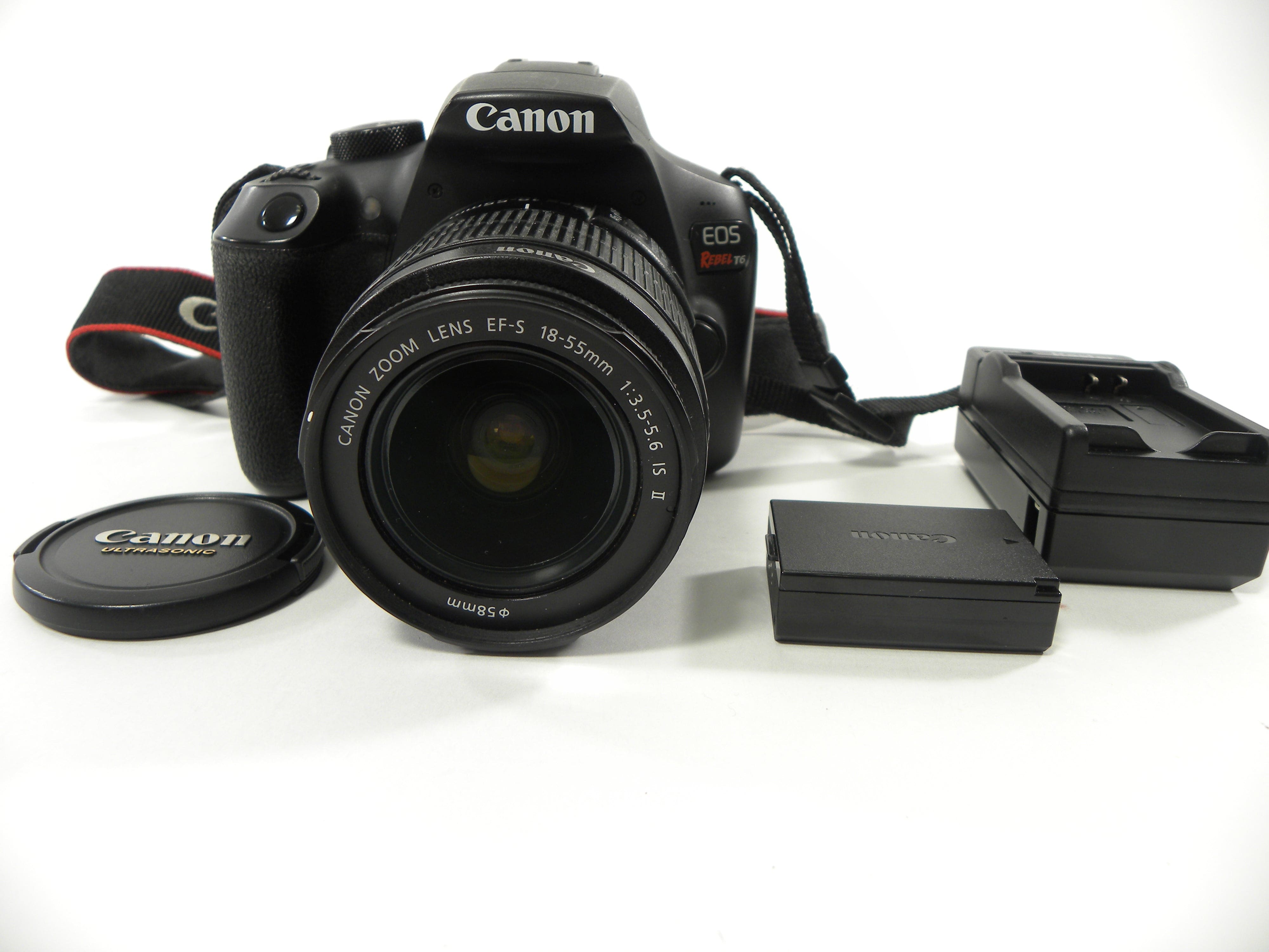Canon EOS Rebel T6 18mp Digital SLR w/EF-S 18-55 IS II Shutter Ct. 38,086