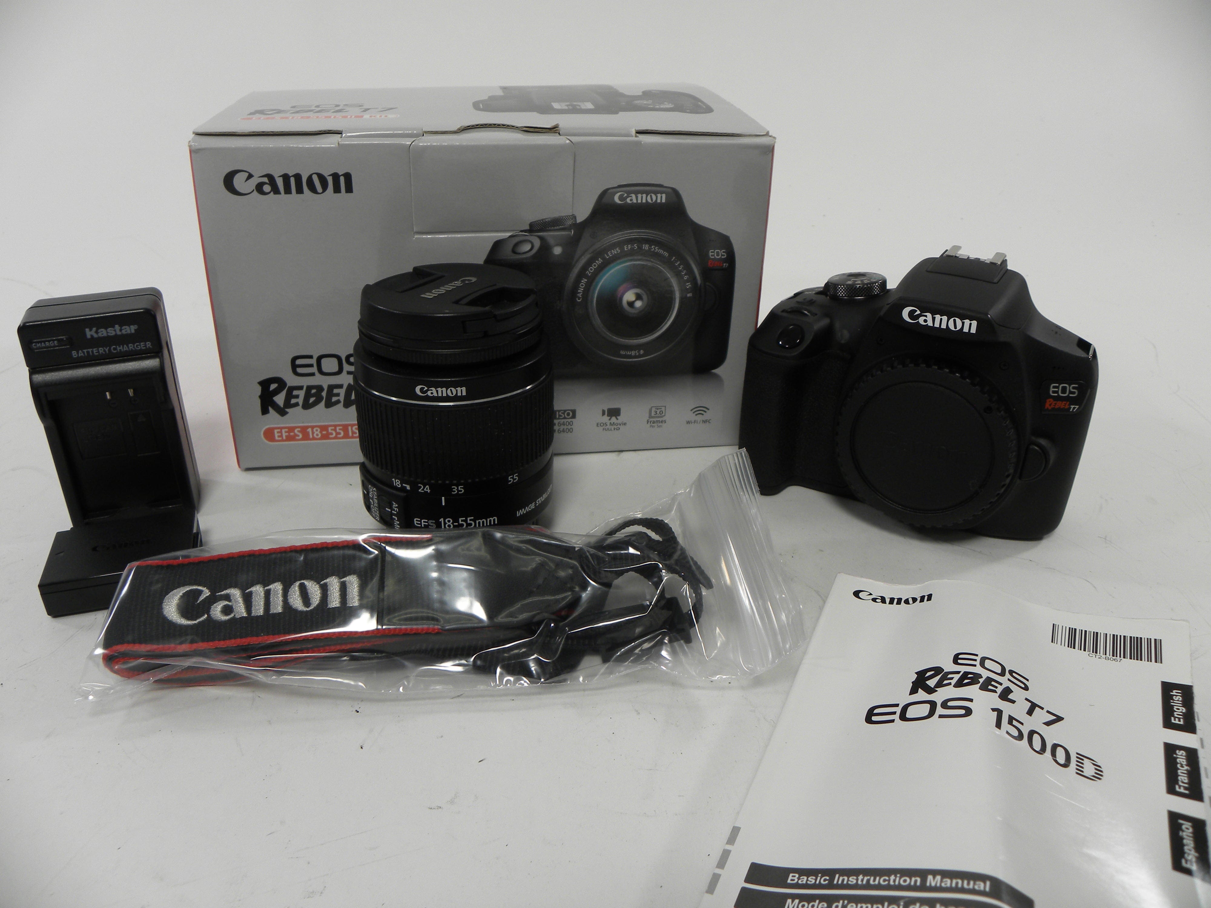 Canon EOS Rebel T7 24.1mp Digital SLR w/EF-S 18-55 IS II Shutter Ct. 117