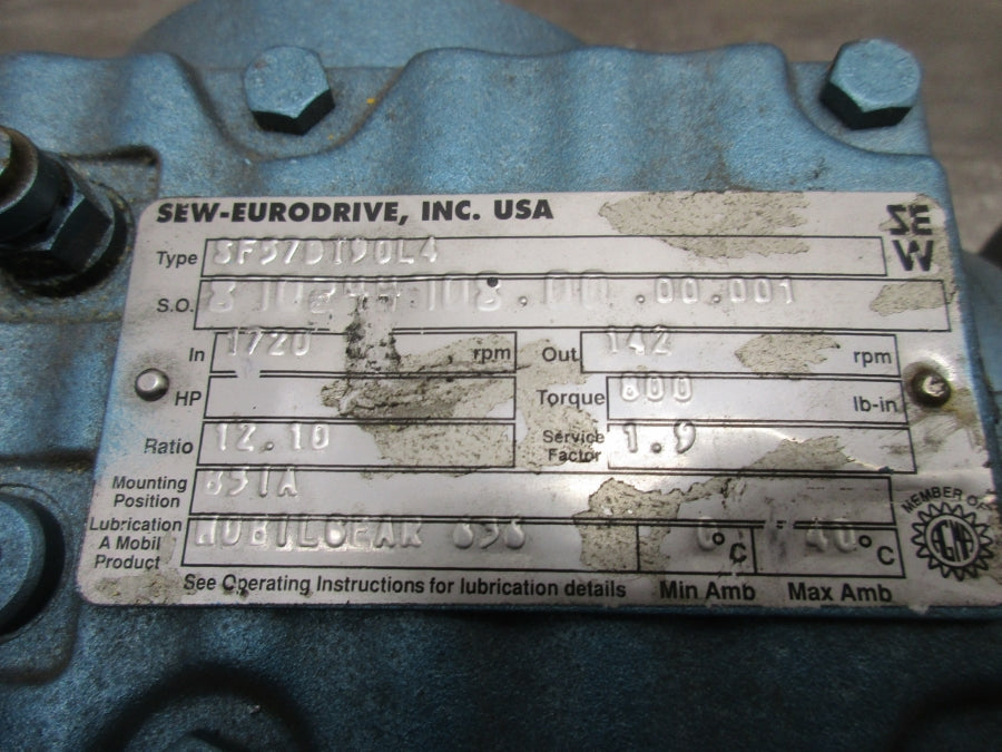 SEW-EURODRIVE SF57DT90L4 230/460V 6.2/3.10A NSNP