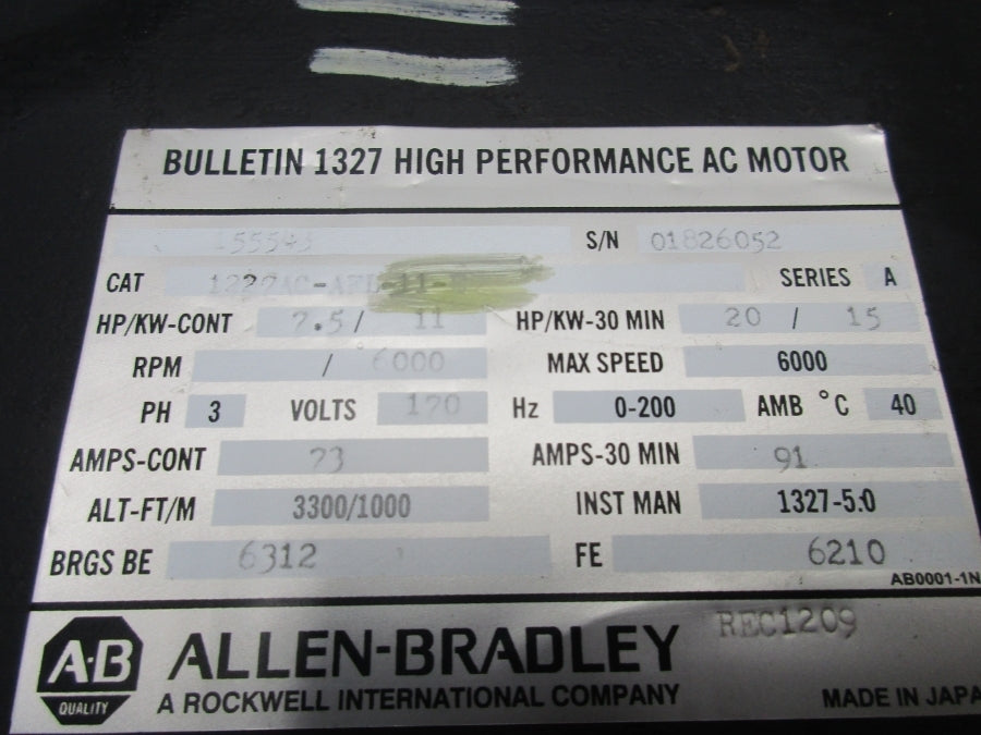ALLEN BRADLEY 1222AC-AFL-11-D SER. A 120V 73A UNMP