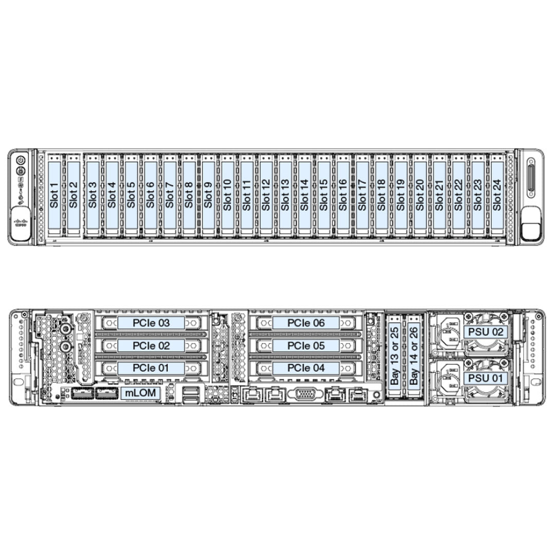 Cisco Hyperflex Edge Hx240C M6 Hybrid 24 Sff Rack Server Chassis | HX-E-240C-M6SX