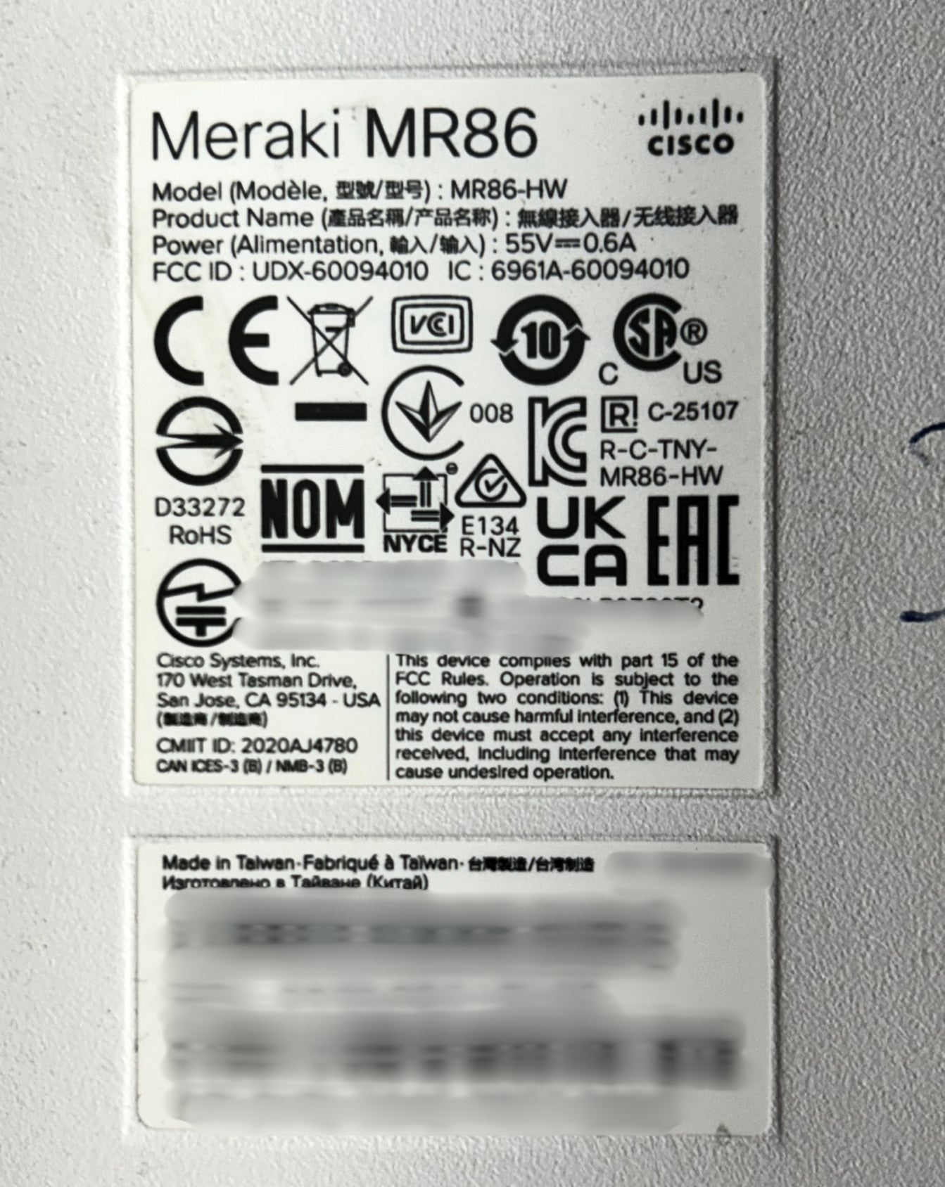 Cisco MR86-HW Meraki WI-FI 6 Outdoor Access Point