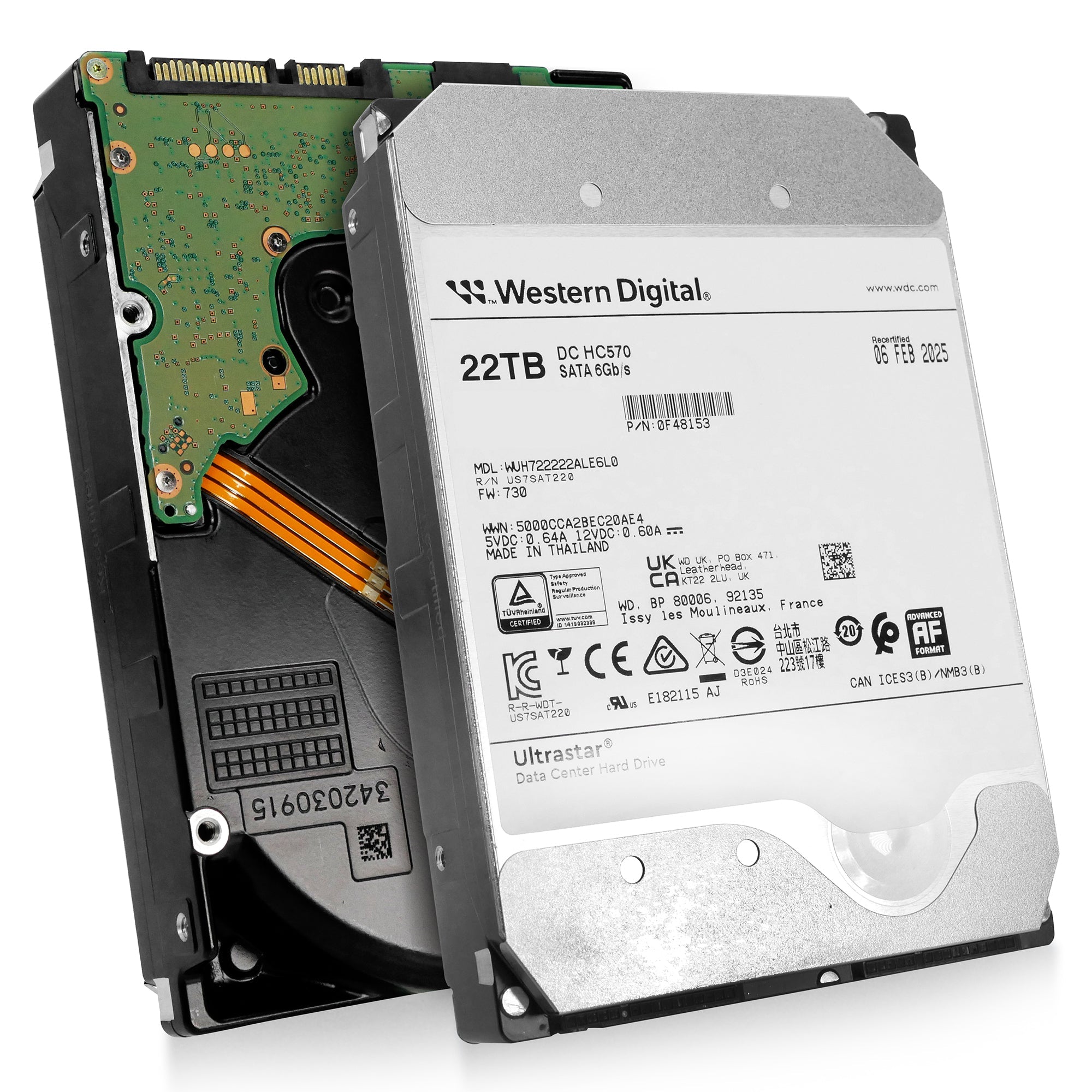Western Digital Ultrastar DC HC HC570 WUH722222ALE6L0 0F48153 22TB 7.2K RPM SATA 6Gb/s 512e 3.5in Hard Drive