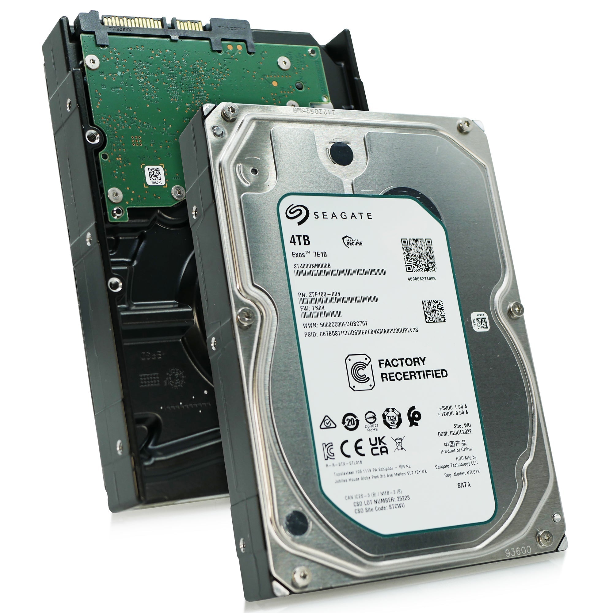 Seagate Exos 7E10 ST4000NM000B 4TB 7.2K RPM SATA 6Gb/s 512n 3.5in Recertified Hard Drive