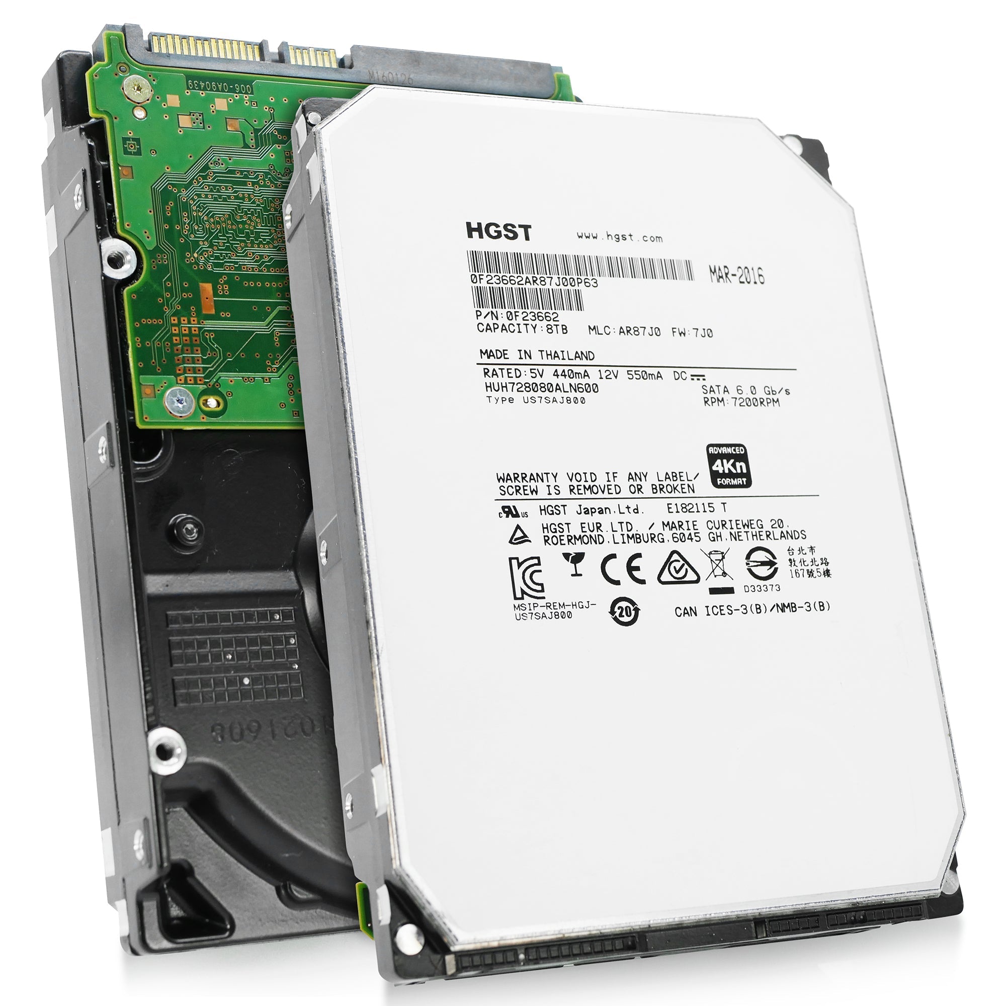 HGST Ultrastar He8 HUH728080ALN600 0F23662 8TB 7.2K RPM SATA 6Gb/s 128MB 4Kn 3.5" HDD