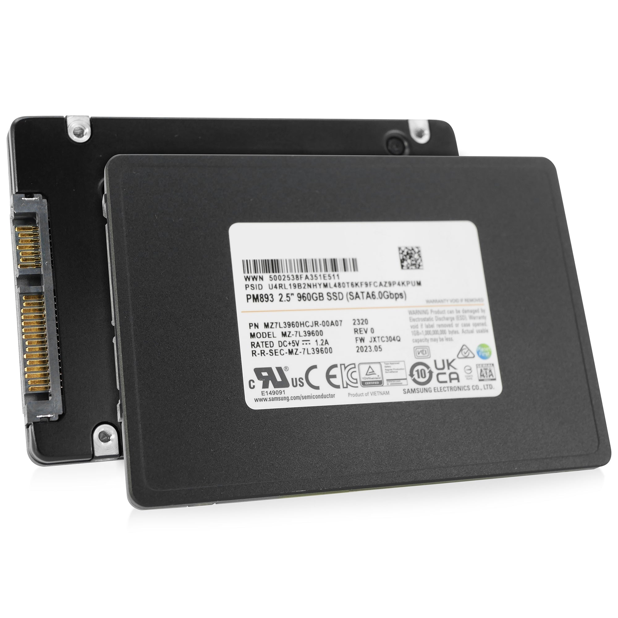 Samsung PM893 MZ7L3960HCJR 960GB SATA 6Gb/s 1 DWPD 3D TLC 2.5in Refurbished SSD