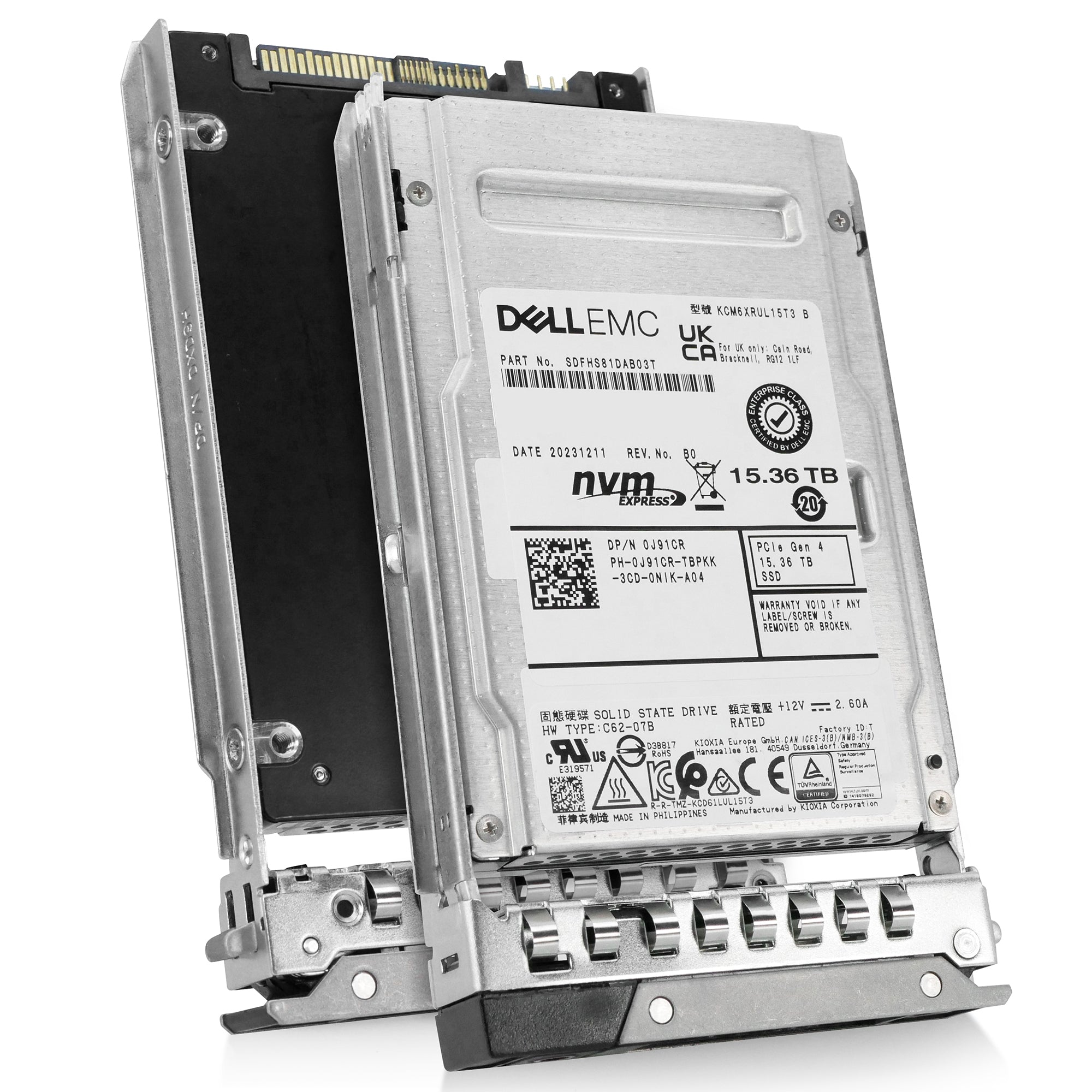 Dell G14 0J91CR 15.36TB 1 DWPD PCIe Gen 4.0 x4 8GB/s 3D TLC U.3 NVMe 2.5in Solid State Drive