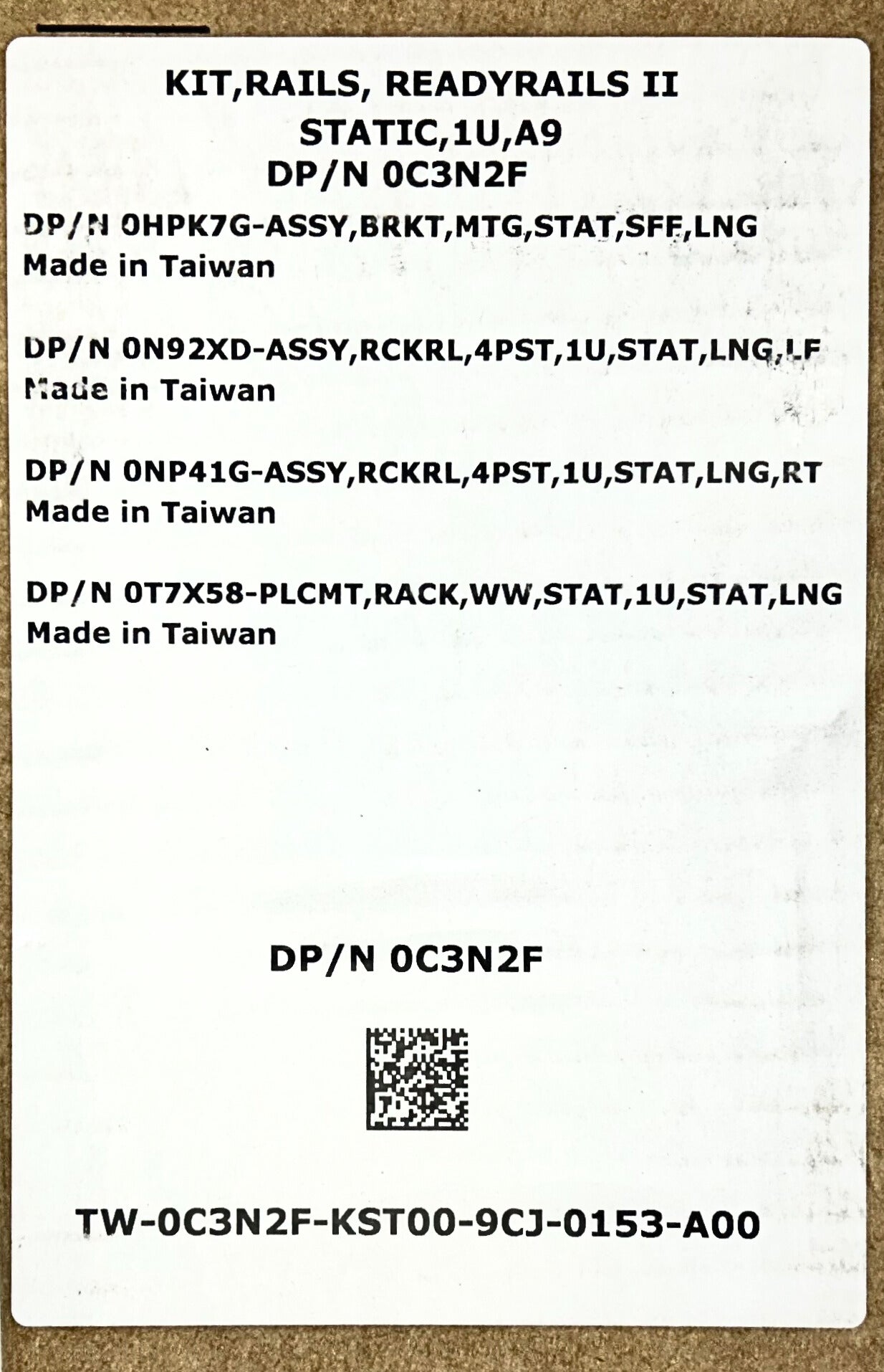 Dell C3N2F RAIL KIT VERSA READYRAILS V2 C4130/C4140