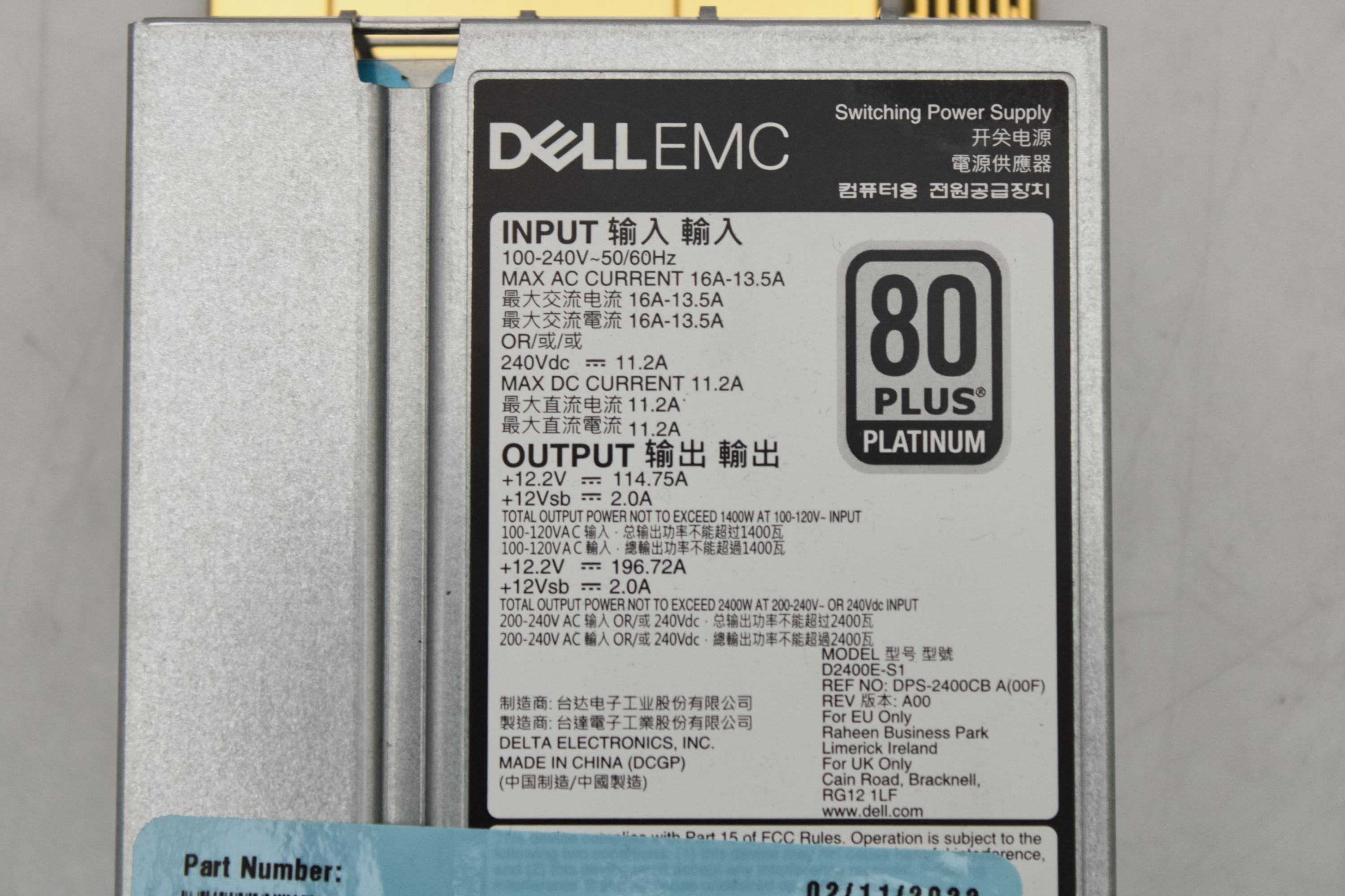 Dell M63JN 2400W Power Supply PowerEdge R750