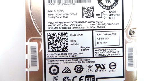 Dell 0VTN9J 1.8TB 10K SAS 2.5 12G SED