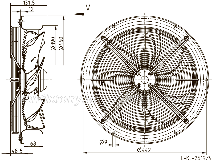 FN035-4EH.WD.V7 ZIEHL-ABEGG Axial Fan 0.13/0.16kW 230V 0.57/0.73A 1100/1130rpm