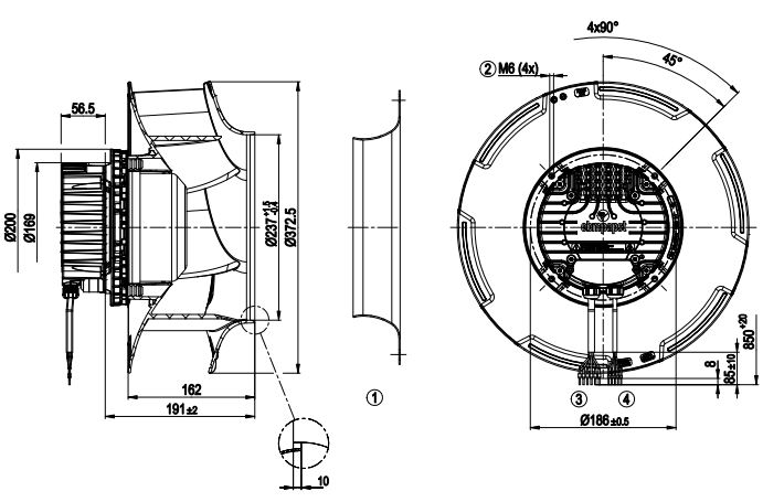 R3G355-RJ75-01 ebmpapst Centrifugal Fan Motor M3G112-EA 1100W 400V 1.7A 2400rpm