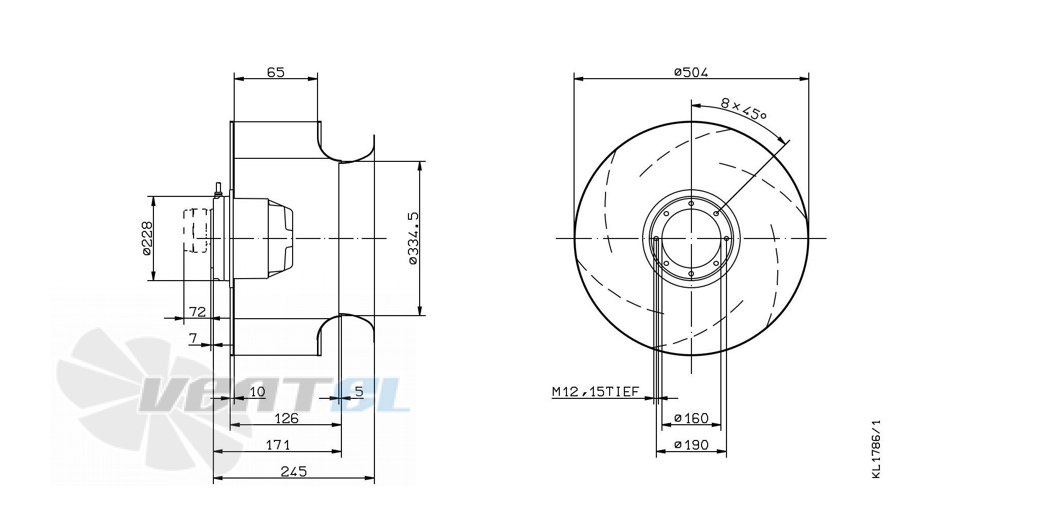 Brand new RH50M-2DK.7M.2R ZIEHL-ABEGG centrifugal fan | 3~400V | 2750RPM 2.9kW 4.8A