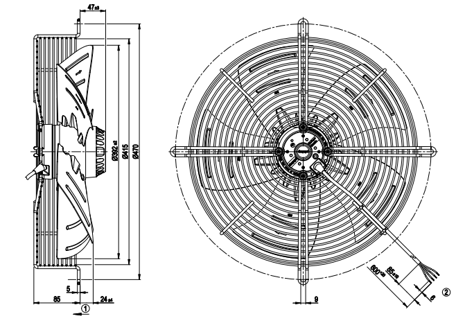 S4E400-AP02-03 EBMpapst Axial Fan 1~230V 160/240W 0.73/1.06A 1430/1700rpm