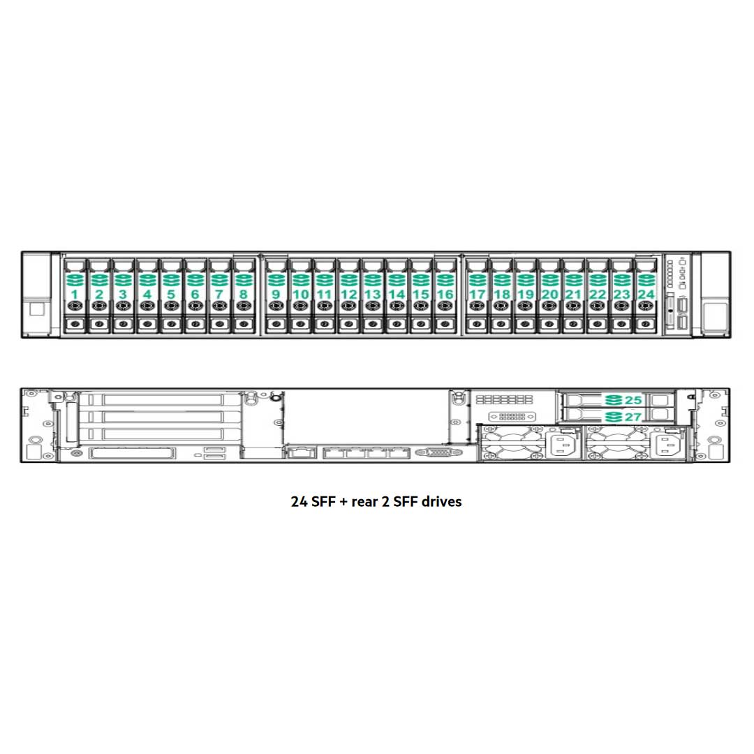 HPE ProLiant DL380 (G11) 4416+ 2.0GHz 20 Core 1P 32GB-R MR408I-O NC 8SFF 800W PS Server | P60636-B21