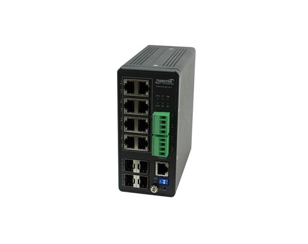 SISPM1040-384-LRT-C - Transition Networks Lan Switch, Managed Hardened Poe+ Switch, (8) 10/100/1000Base-T Poe+, (4) 100/10